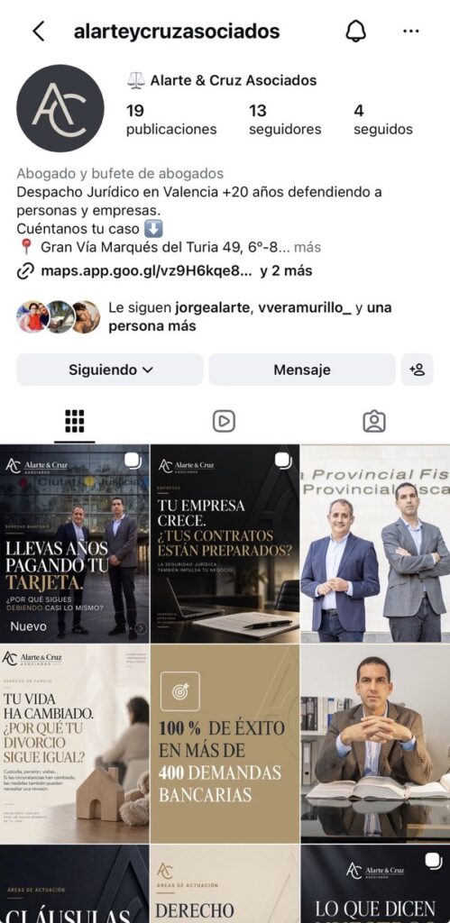 Instagram de Alarte & Cruz Asociados