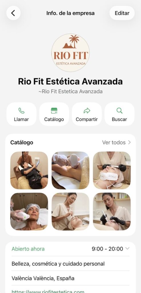 WhatsApp Business de Rio Fit Estética Avanzada